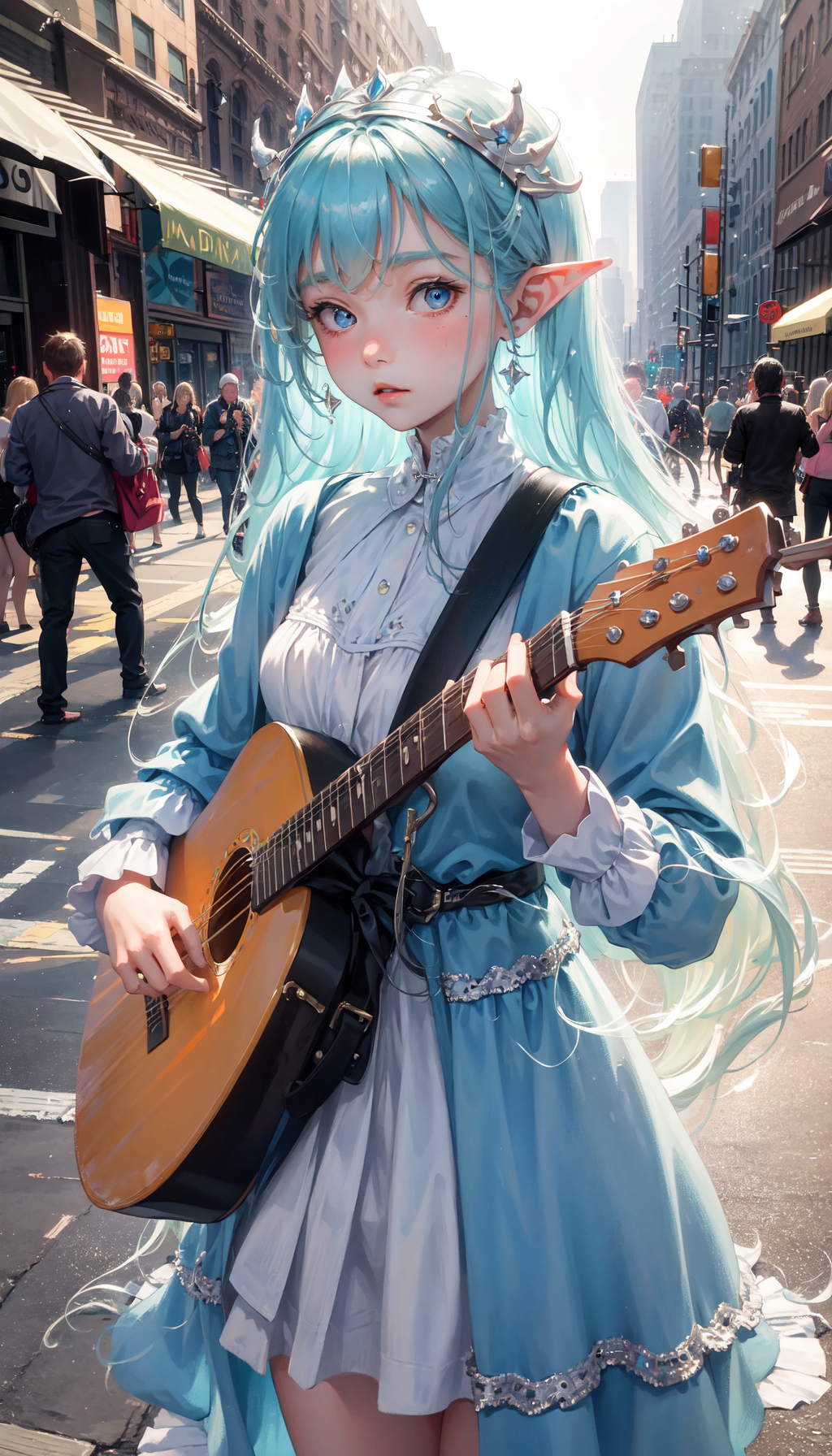 04348-866353944-masterpiece, best quality, 1girl, the cloud elf queen busks on the streets of new york, small crowd gathering around the perform.png